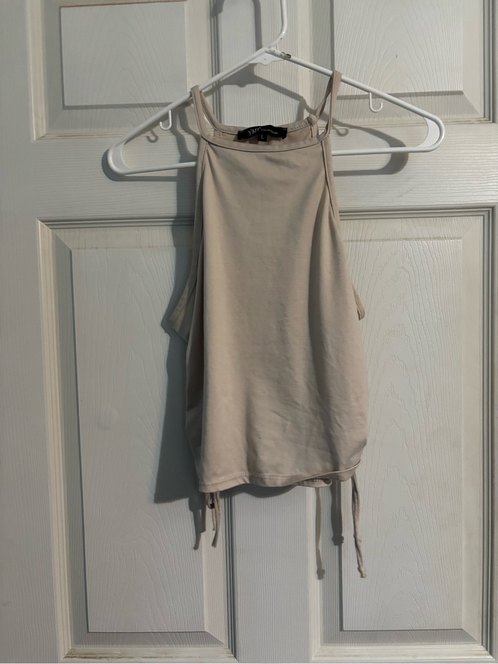 YMI Beige High-Neck Halter Tank Top
